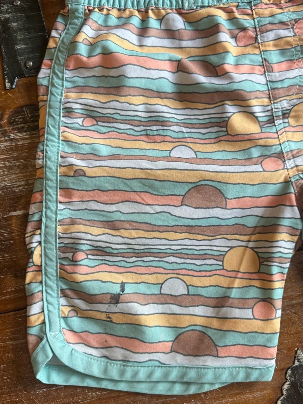 Retro Sun-Wave Swim Trunks with Mint Trim by Feather 4 Arrow